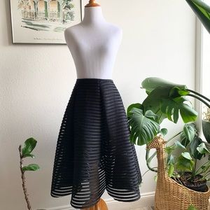 French Kiss Black A-Line Full Midi Skirt Size M